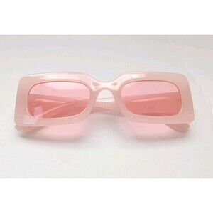 Rectangular Pink Sunglasses Pink Tinted Lens Unisex